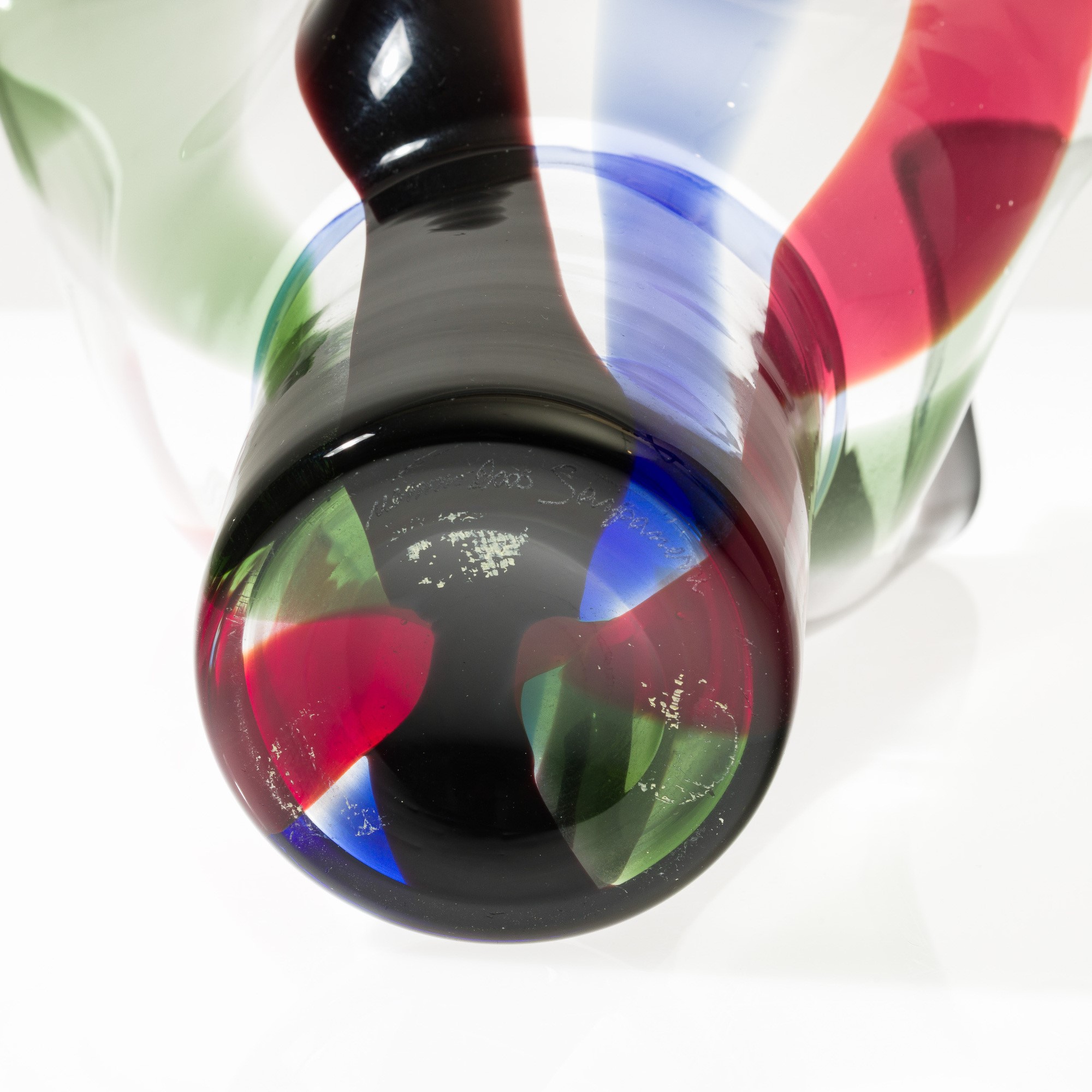 Timo Sarpaneva - Vaso Kukinto in vetro soffiato su alto piede, 2005