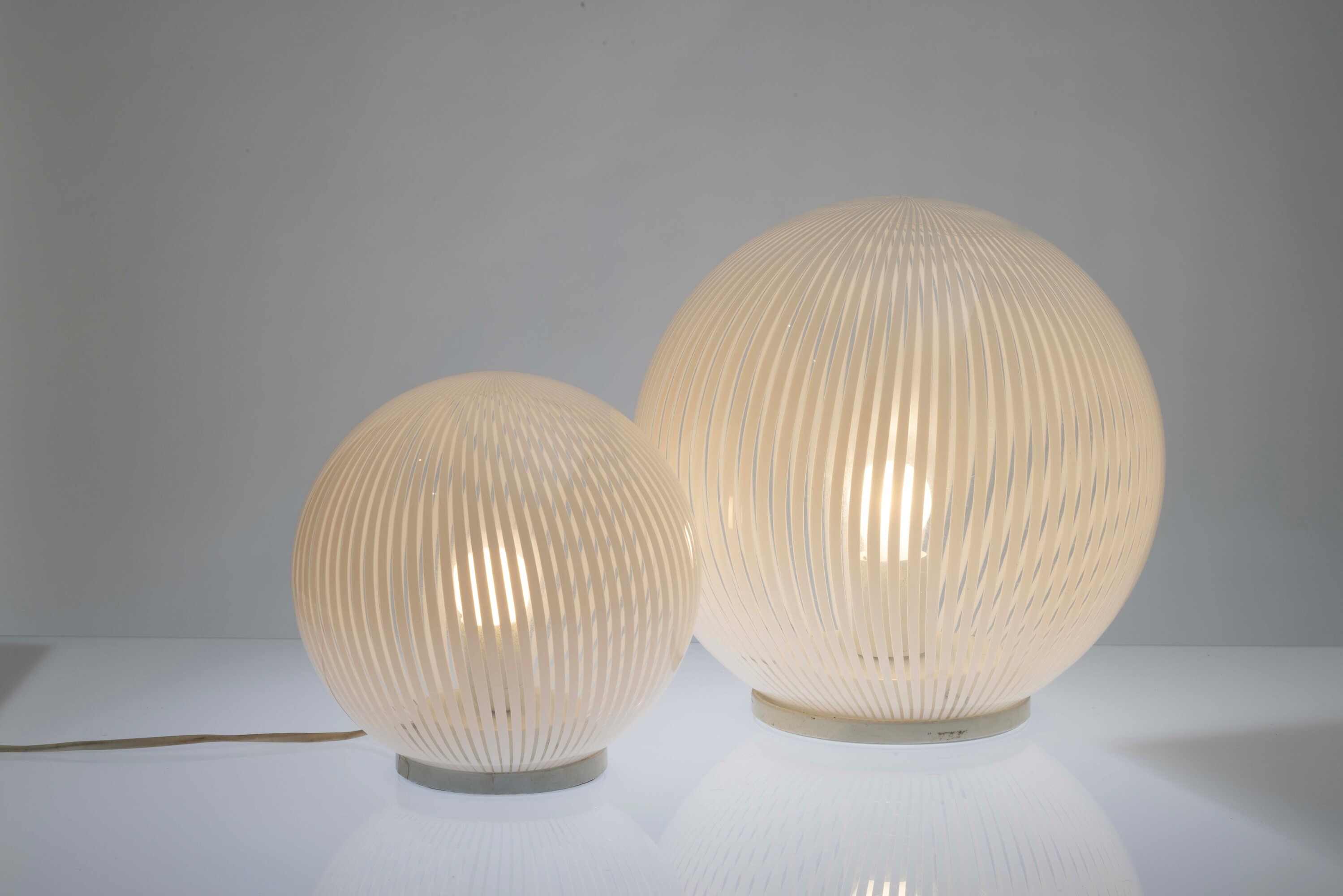 Venini, Lampada da tavolo modello Tessuto, vetro soffiato, Murano, circa 1980