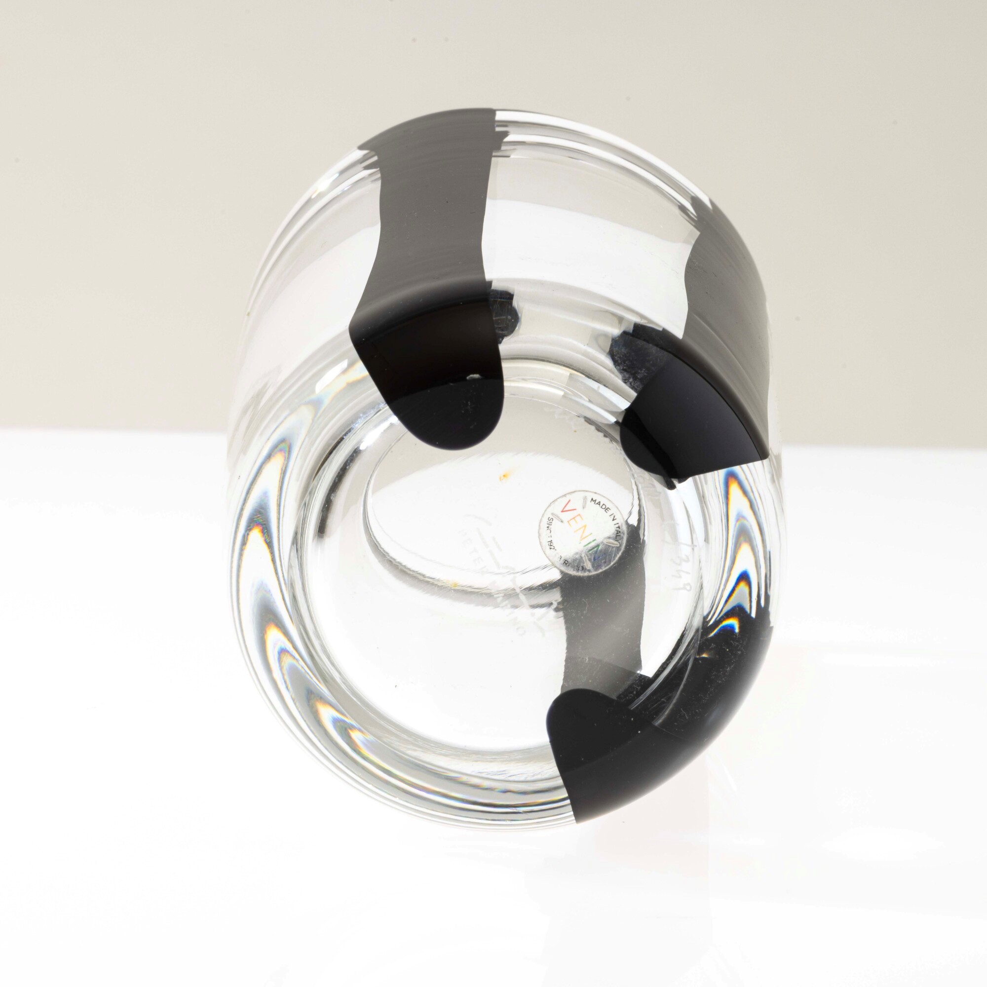 Peter Marino - Vaso cilindrico Black Belt in vetro cristallo, Murano 2022