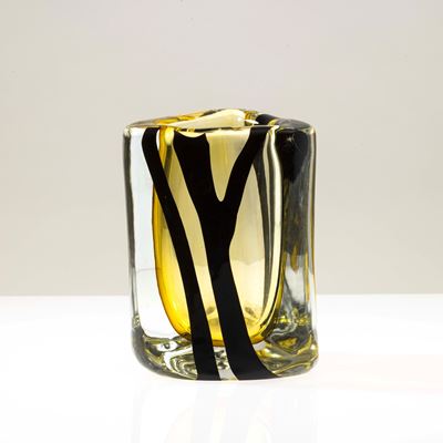 Vaso Black Belt in vetro sommerso ambra