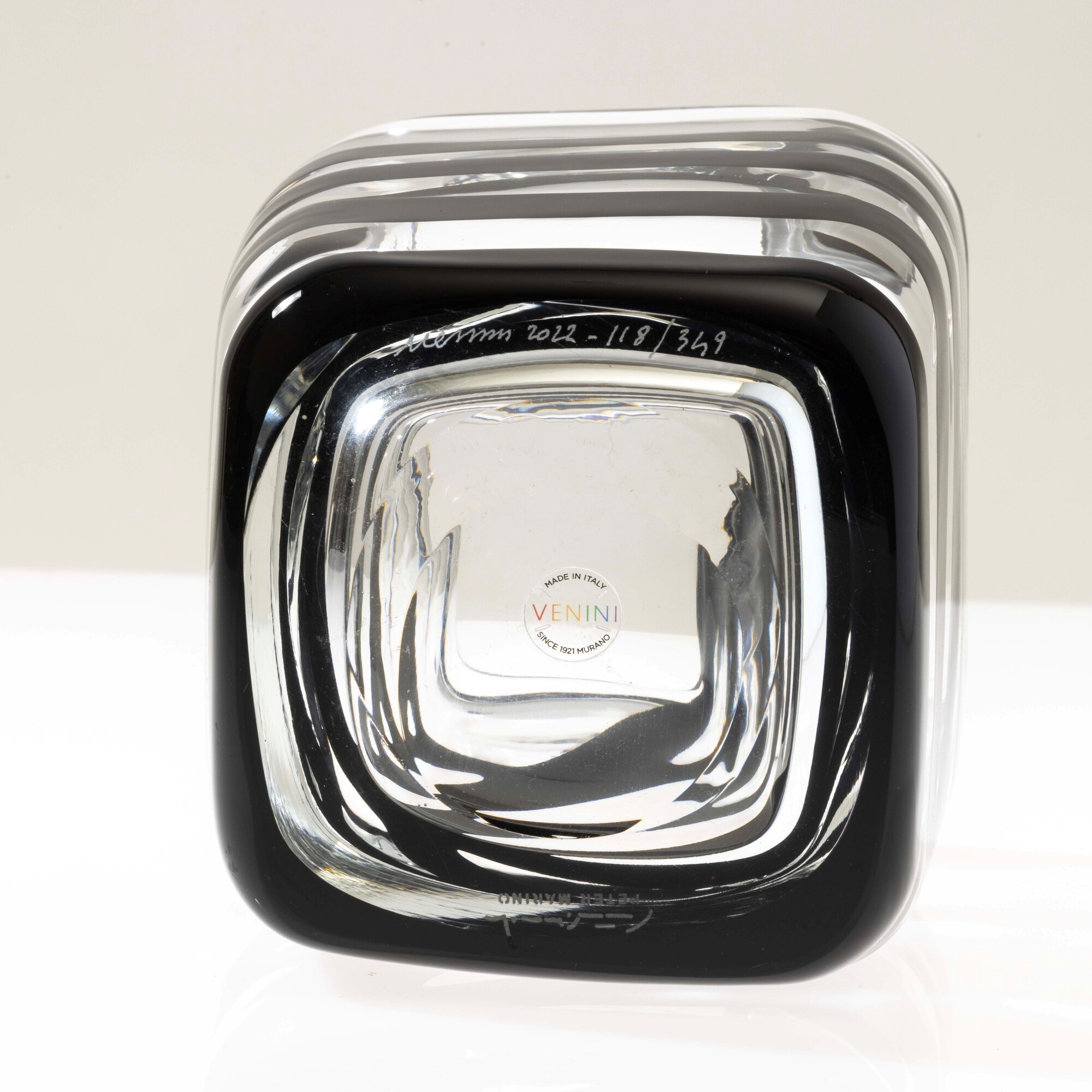 Peter Marino - Vaso Black Belt in vetro cristallo, Murano 2022