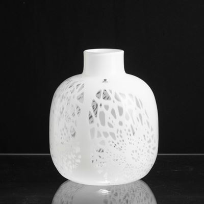 Owe Thorssen e Brigitta Karlsson, Vaso a bottiglia, serie Merletti, vetro soffiato, Murano 1981