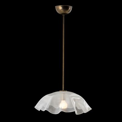 Venini, Lampadario Zitella in vetro soffiato con decoro di filigrana, Murano 1983