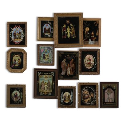 Dipinti su vetro a soggetto sacro, gruppo di opere