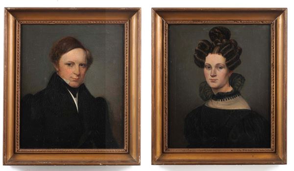 Scuola del XIX secolo Ritratto virile e ritratto femminile