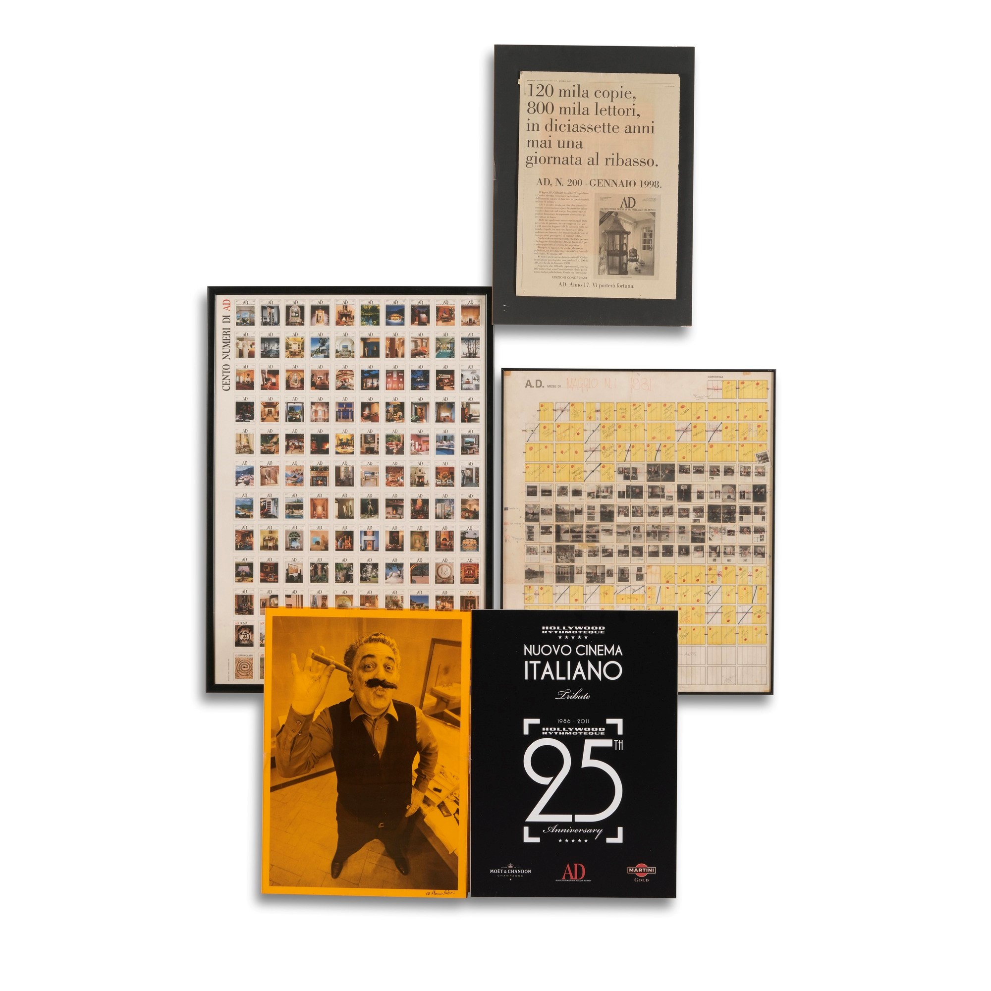 AD, Lotto di poster e copertine (formati vari, cm max 50×70; cm min 7×5,5)