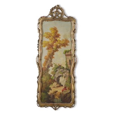 M. Augier, Paesaggio con figure, firma e data 1842