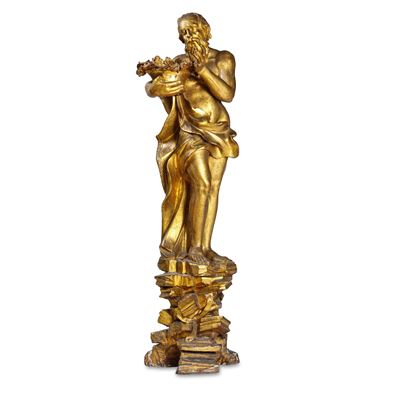 Seguace di Filippo Parodi, Allegoria dell’inverno. Scultura barocca genovese in legno intagliato ...