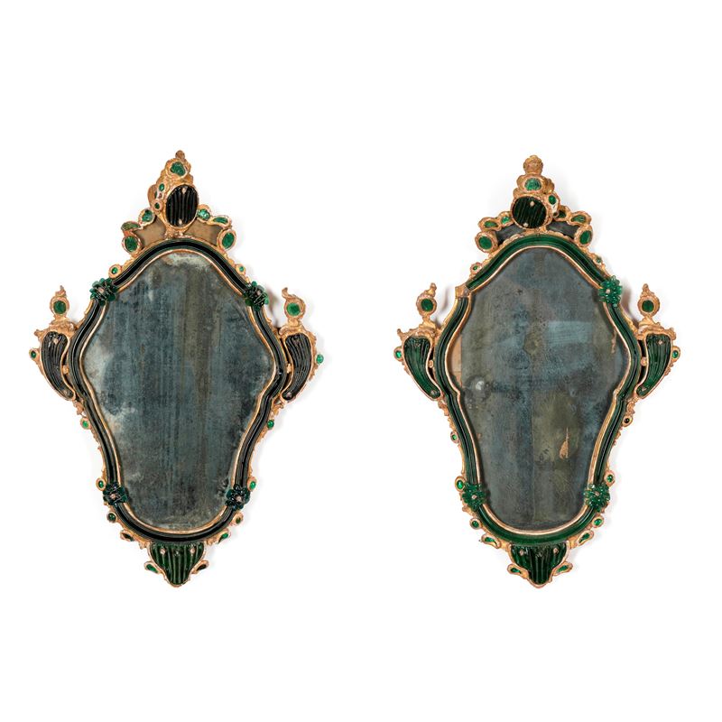 Coppia di rare specchiere. Venezia, XVIII-XIX secolo, nei modi di Giuseppe Lorenzo Briati (1686-1772)  - Auction Italian Mansions - Cambi Casa d'Aste