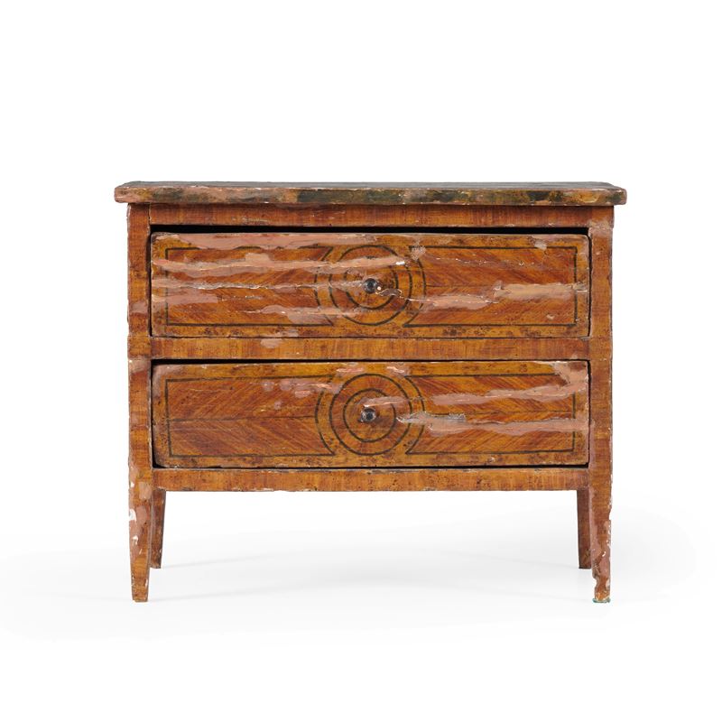 Modellino cassettone laccato e dipinto. XIX secolo  - Auction Antiques - Cambi Casa d'Aste
