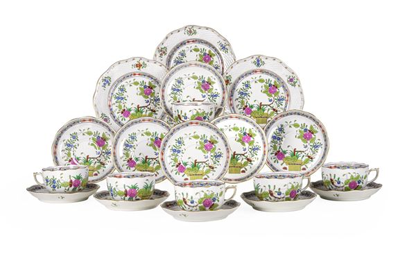 Servizio da tè "Indian Basket Multicolor"   Ungheria, Manifattura Herend, seconda metà del XX secolo