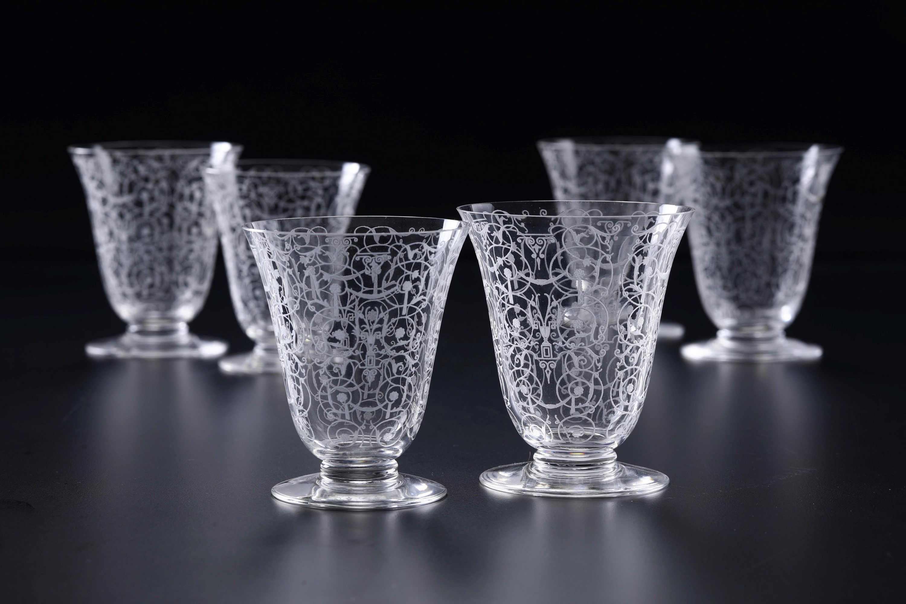 Manifattura Baccarat, Dieci calici “Michelangelo”, cristallo inciso all’acido