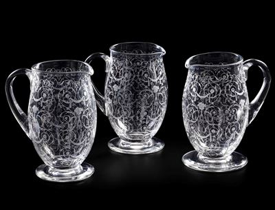 Tre Caraffe "michelangelo" Francia, Manifattura Baccarat, XX Secolo