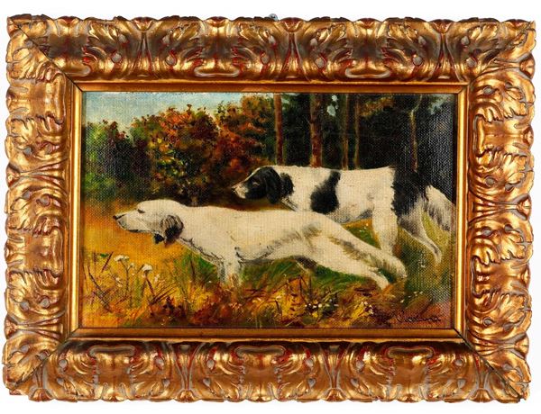 Pittore del XIX-XX secolo Cani da caccia