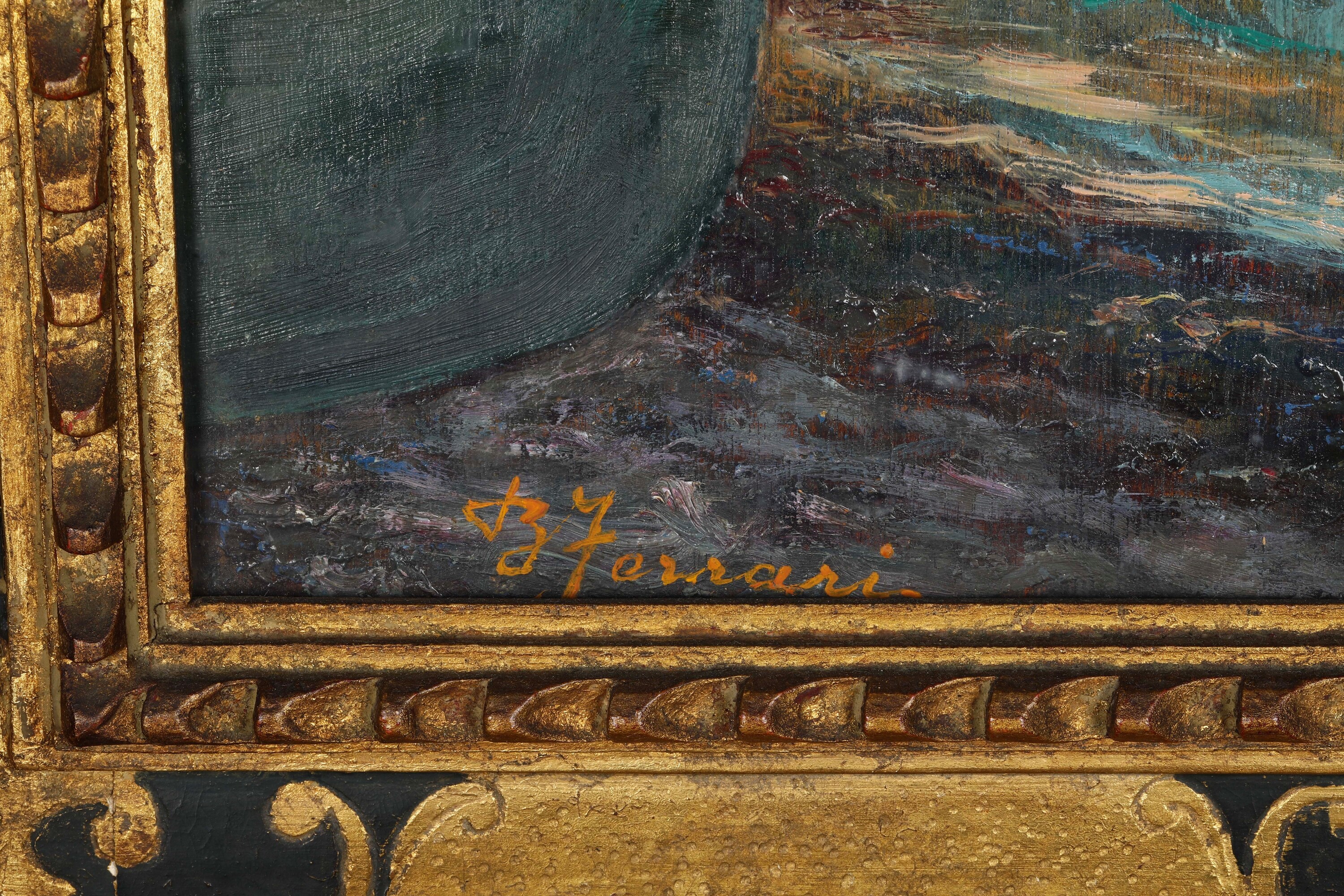 Berto Ferrari - Marina (Bogliasco), olio su tavola