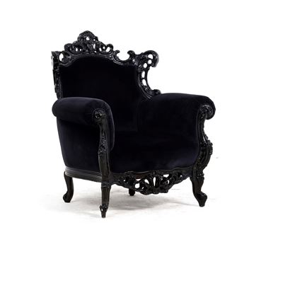 Poltrona Dipinta Rivestita di Velluto Nero