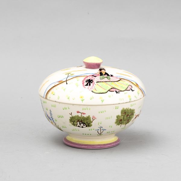 Lenci, Torino 1933 Portatalco con figure romantiche