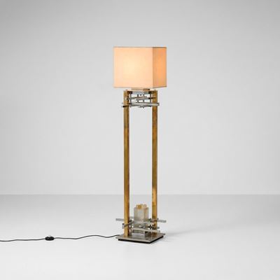Lampada da terra in ottone e vetro