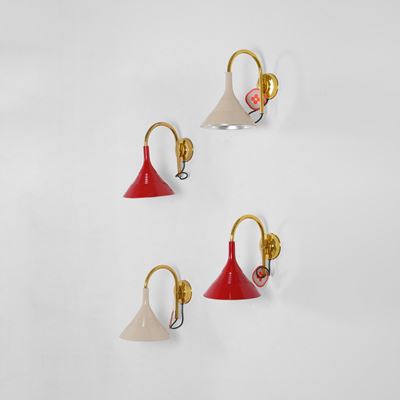 Lampade da parete in ottone e metallo laccato, Italia, circa 1990