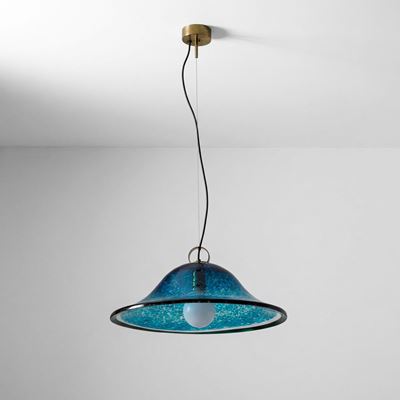 Lampada a sospensione, ottone e vetro di Murano, circa 1970