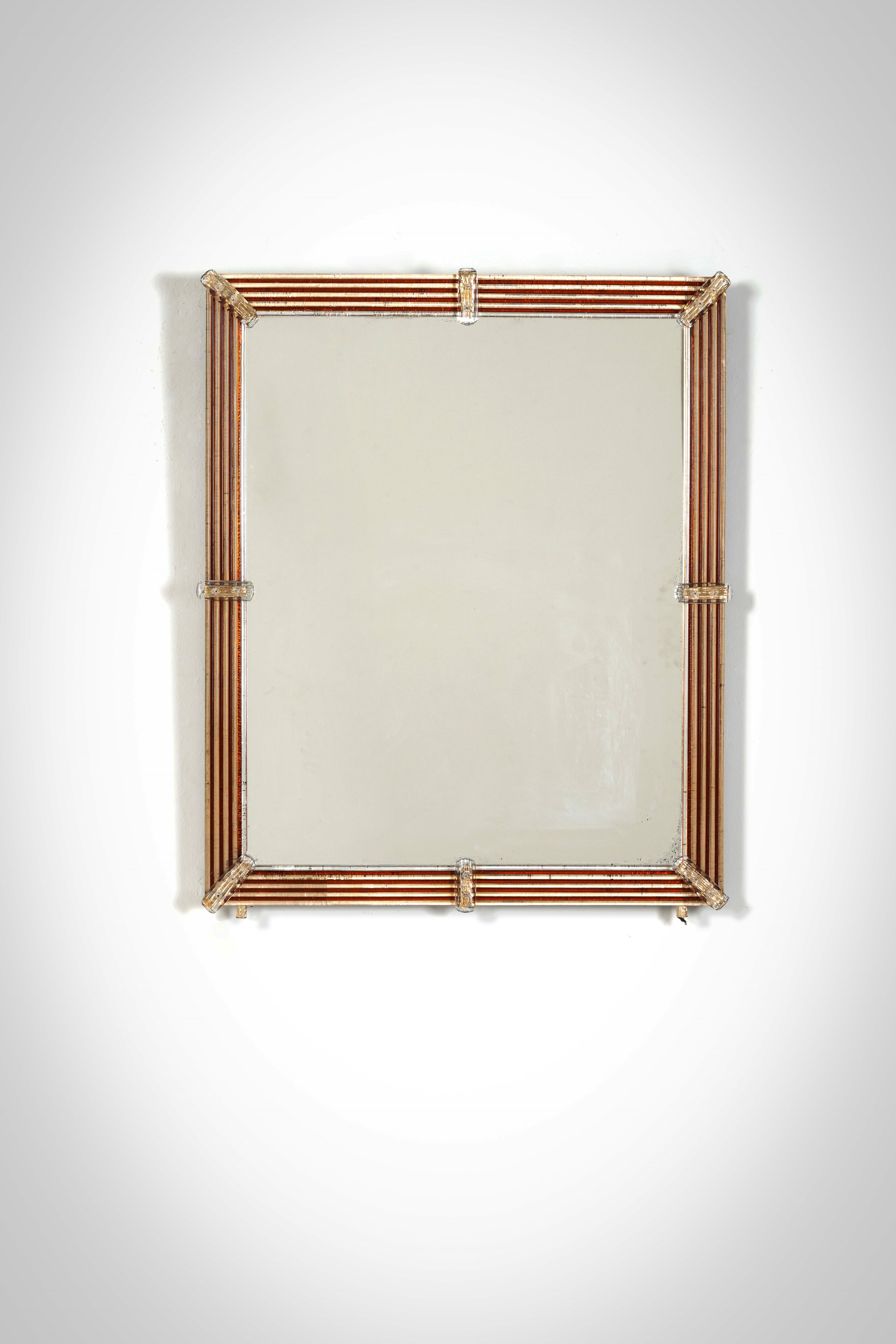 Specchio da parete con cornice in vetro di Murano, Italia, circa 1960