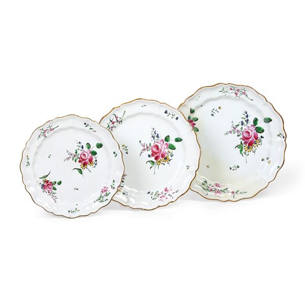 Tre piatti Pesaro, Manifattura Casali e Callegari, seconda metà del XVIII secolo 