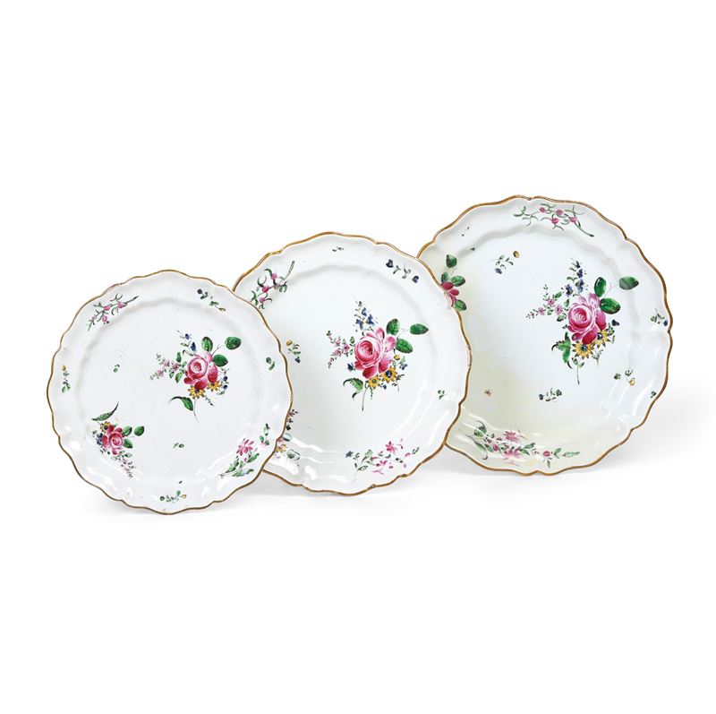 Tre piatti Pesaro, Manifattura Casali e Callegari, seconda metà del XVIII secolo