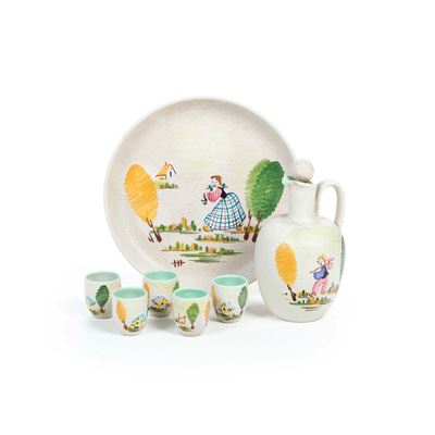 CE.RS., Servizio da liquore in maiolica (Albisola), metà del XX secolo circa