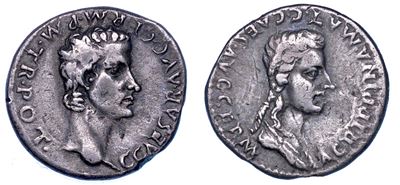 GAIO (Caligola) e AGRIPPINA MAGGIORE, Denario, anni 37-38, Lugdunum