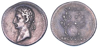 Ottaviano Augusto, Denario, circa anni 19-18 a.C., Caesaraugusta (Saragozza)