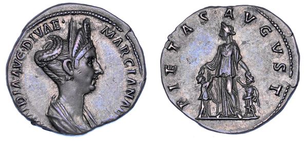 MATIDIA (figlia di Marciana, nipote di Traiano), 68-119. Denario, anni 112-117.