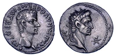 GAIO (Caligola) e AUGUSTO, Denario, 37-41 d.C., Lugdunum