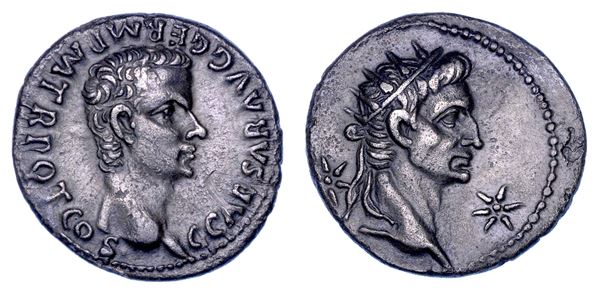 GAIO (Caligola) E AUGUSTO, 37-41. Denario, anni 37-38. Lugdunum.