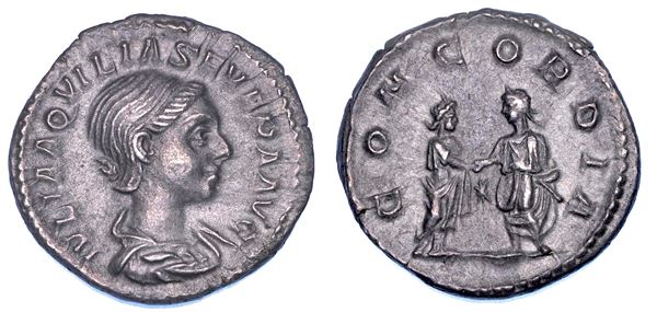 AQUILIA SEVERA (seconda moglie di Eliogabalo), 220-222. Denario.