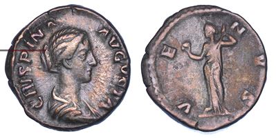 CRISPINA AVGVSTA, Denario con busto drappeggiato e Venere, 180-183 d.C.