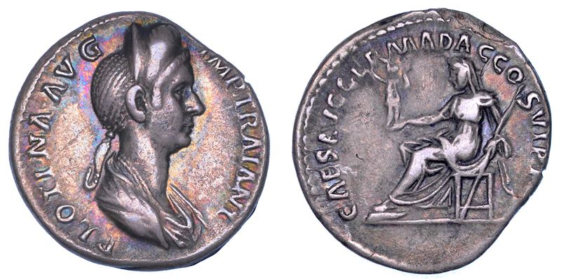 PLOTINA (moglie di Traiano), 98-117. Denario, anno 112.  - Auction Numismatics - Cambi Casa d'Aste