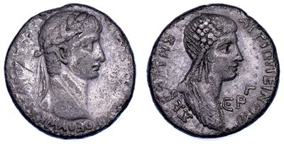 Nerone (Cesare) e Agrippina Minore, Tetradracma, Antiochia, 50-54 d.C.