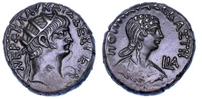 Nerone e Poppea, Tetradracma, Alessandria, 54-68 d.C.