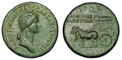 AGRIPPINA MAGGIORE, Sesterzio (anno 37-41) con busto drappeggiato