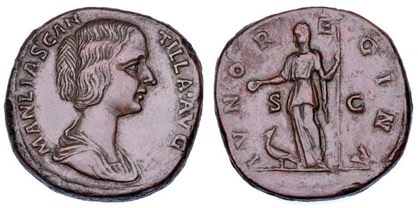 MANLIA SCANTILLA (moglie di Didio Giuliano), marzo-maggio 193. Sesterzio.