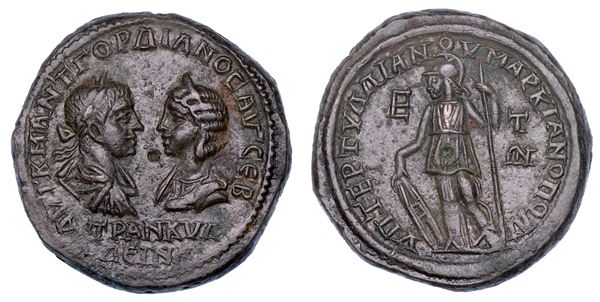 GORDIANO III E TRANQUILLINA, 241-244. Bronzo. Marcianopoli.