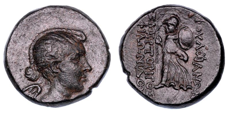 MARCO ANTONIO E FULVIA (prima moglie di Marco Antonio). Bronzo, anni 41-40 a.C. Magistrato Zmertorige, figlio di Filonide. Eumeneia (Frigia).  - Auction Numismatics - Cambi Casa d'Aste