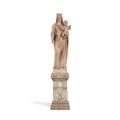 Plasticatore del XIX-XX secolo, Madonna con Bambino, terracotta modellata