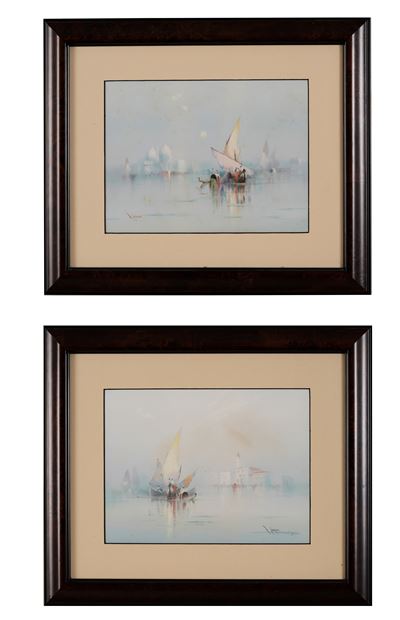 R. Cooper, Coppia di vedute di Venezia, olio su tela