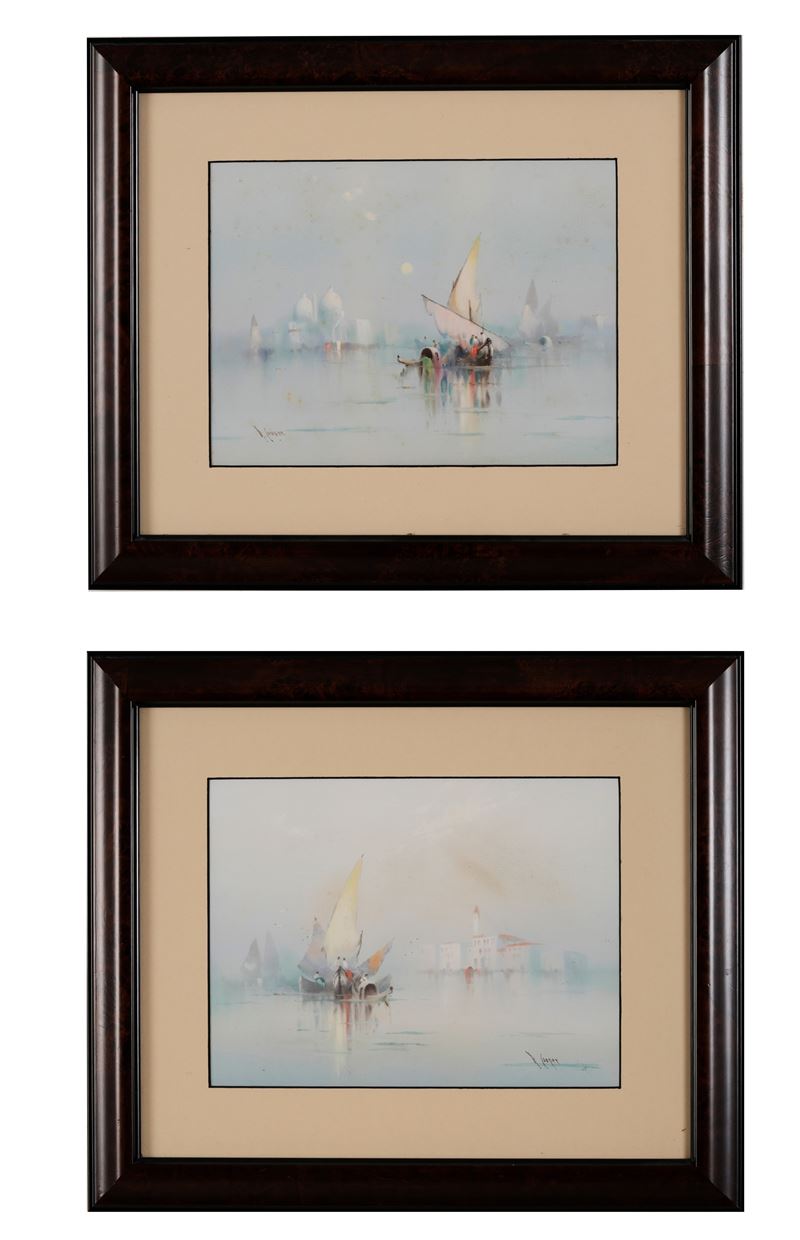 R. Cooper Coppia di vedute di Venezia  - Asta Dipinti del XIX-XX Secolo - Cambi Casa d'Aste