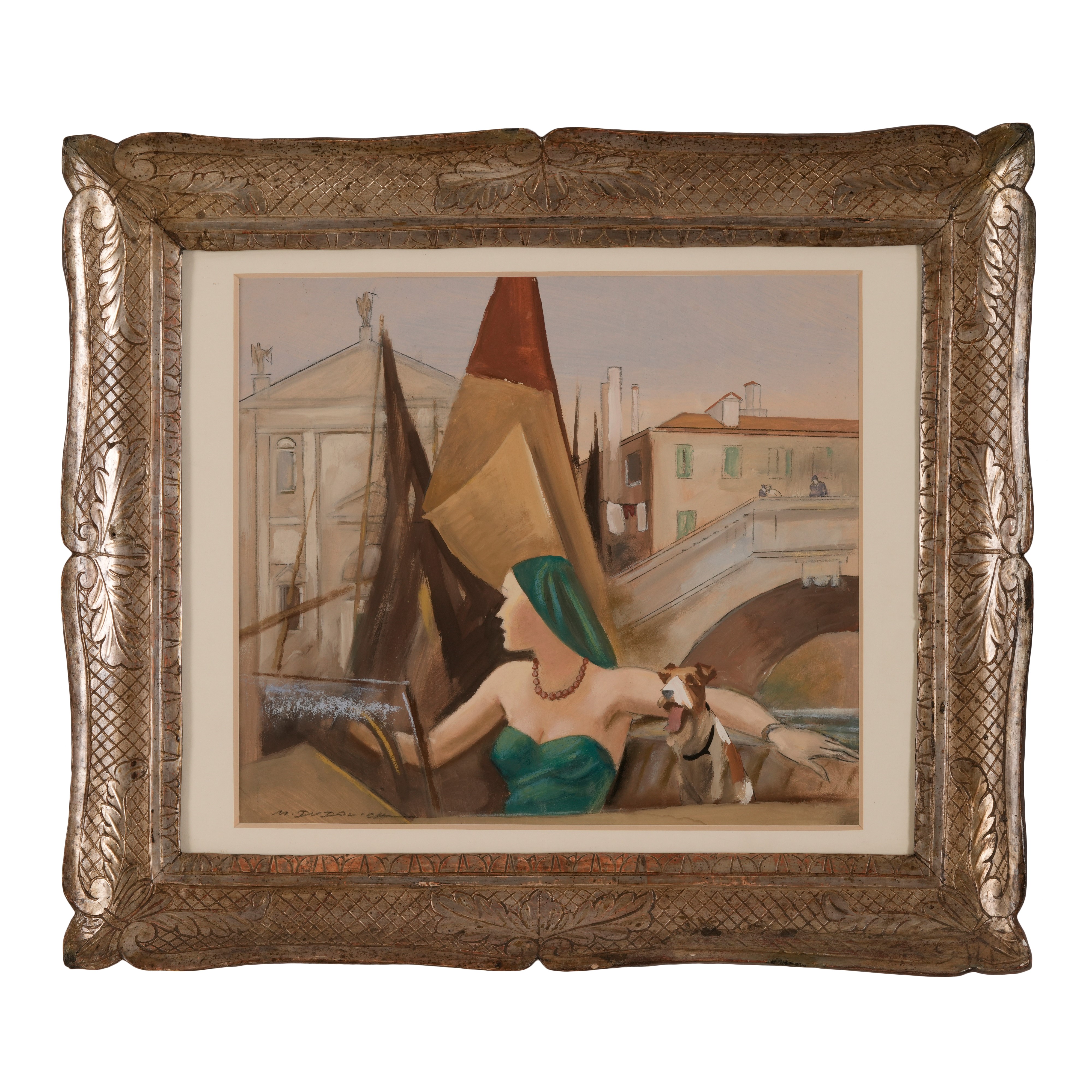 Marcello Dudovich - Figura femminile a Venezia, tecnica mista su carta