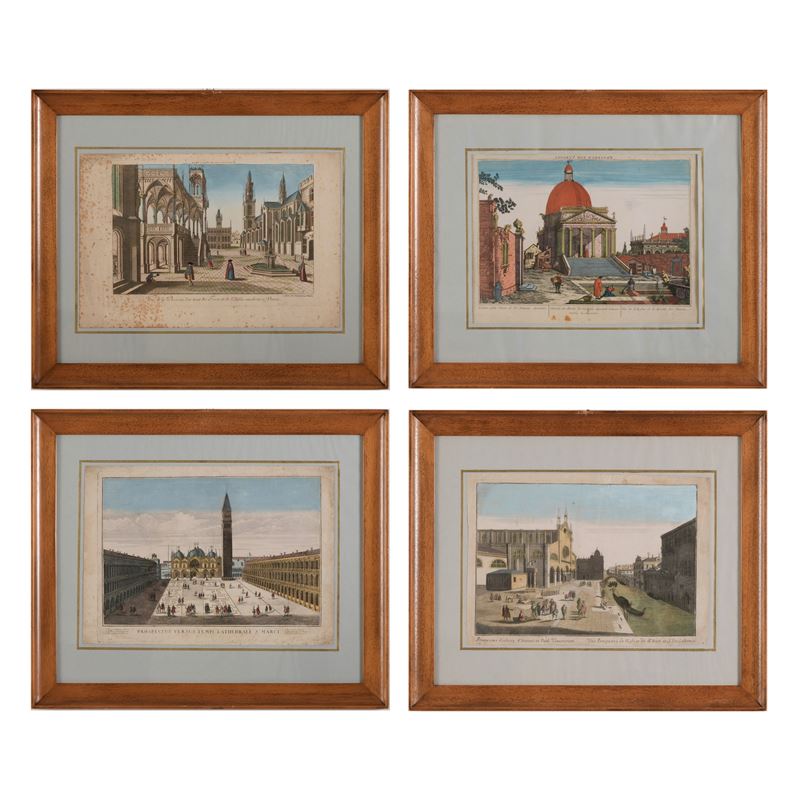 Quattro stampe con vedute di Venezia, Francia  - Asta Dipinti del XIX-XX Secolo - Cambi Casa d'Aste