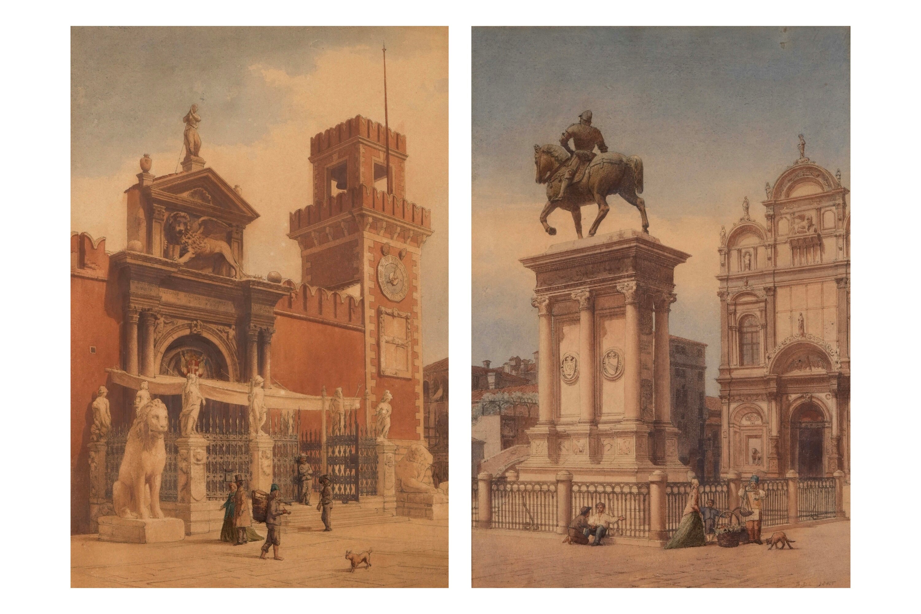 Coppia di acquerelli, Vedute veneziane