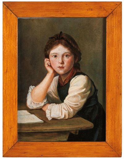 Pittore del XIX-XX secolo, Ritratto femminile, olio su cartone