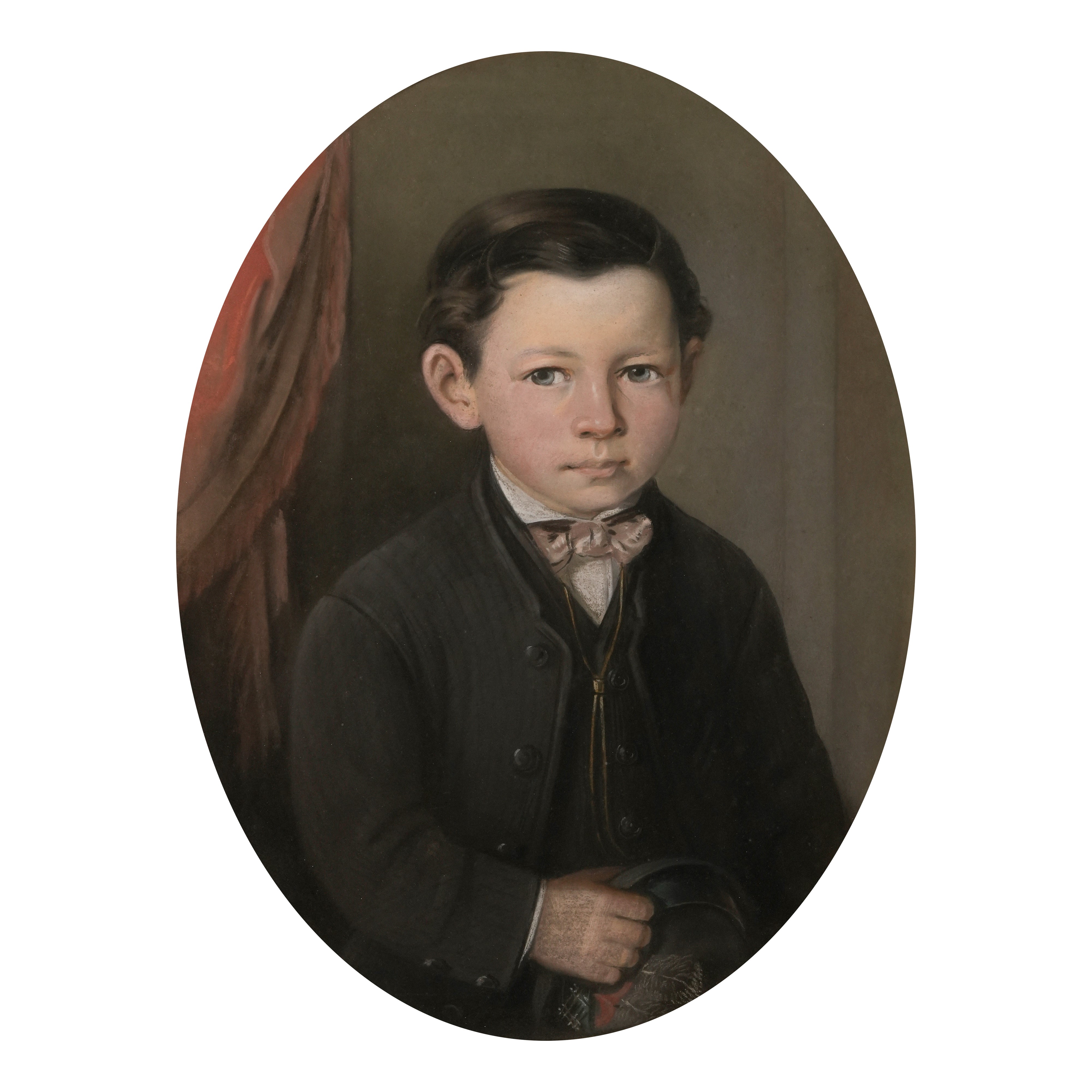 Pittore del XIX secolo, Ritratto di fanciullo, matite su carta, 1882